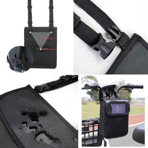 Electric Scooter Bag Storage Pouch Handlebar Attachement Large Capacity with Waterproof Phone Holder Pocket Front Hanging Bags Organizer for Bike Handle Bar eBike Motorcycle Bicycle Escooter