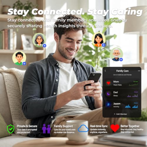 Azomabox Black Smart Ring Size 10 - Wearable Health & Fitness Tracker
