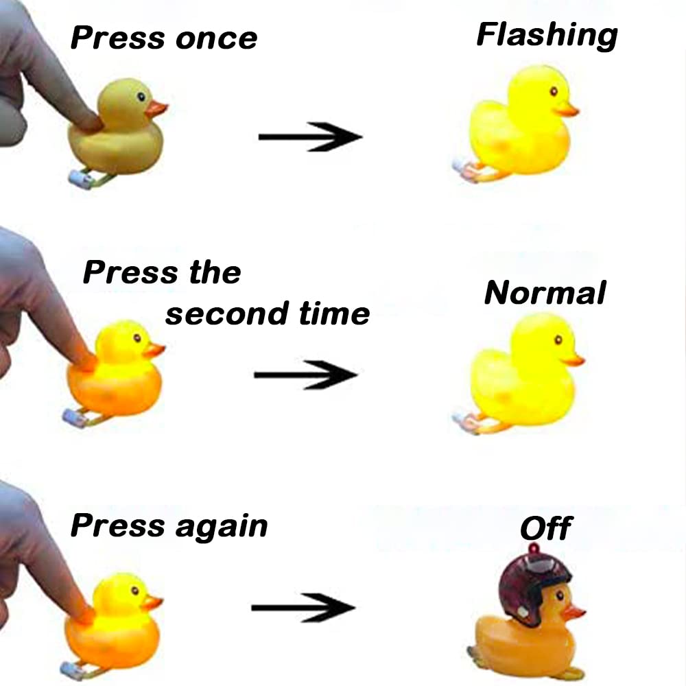 ACEDOAMARE Duck Bike Bell, Cute Rubber Yellow Duck Bicycle Accessories with LED Light Propeller Helmet Squeeze Horns for Cycling Motorcycle Handlebar Bicycle (Straw hat)