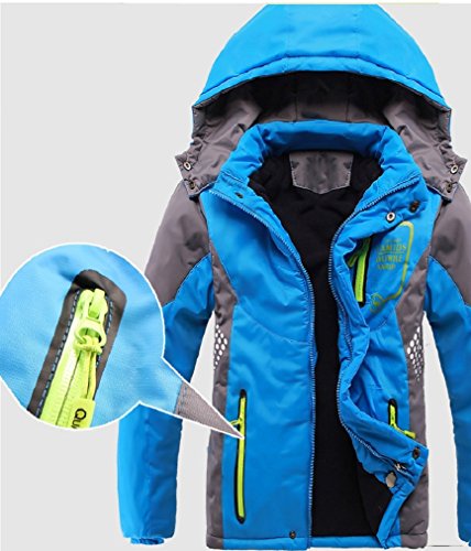 Vinmin Boys Winter Fleece Lined Hooded Jacket - Blue, 8 Years