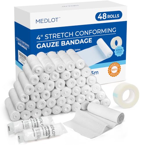 48 Pack Medical-Grade Gauze Rolls 4 Inch x 4.1 Yards - Sterile, Hypoallergenic, Breathable Wound Wraps for First Aid & Wound Care