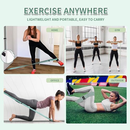 Resistance Bands Set for Workout - Blue & Green Fabric Loop Bands, 9 pcs