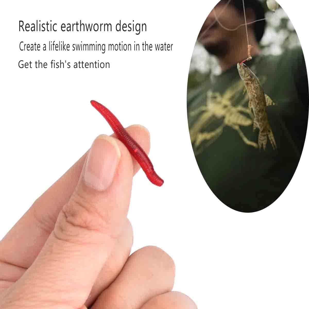 4cm 100pcs Soft Bait Set Realistic False Earthworm Worm Elastic Rubber Earthworm Fishing Bait