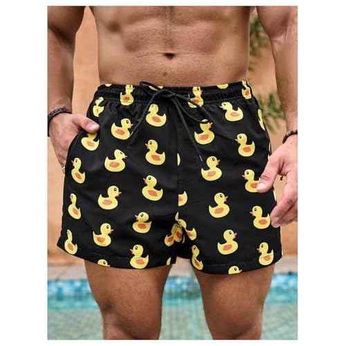 SHENHE Men's Swimming Trunks with Compression Lined Quick Dry Funny Swim Trunks Beach Shorts