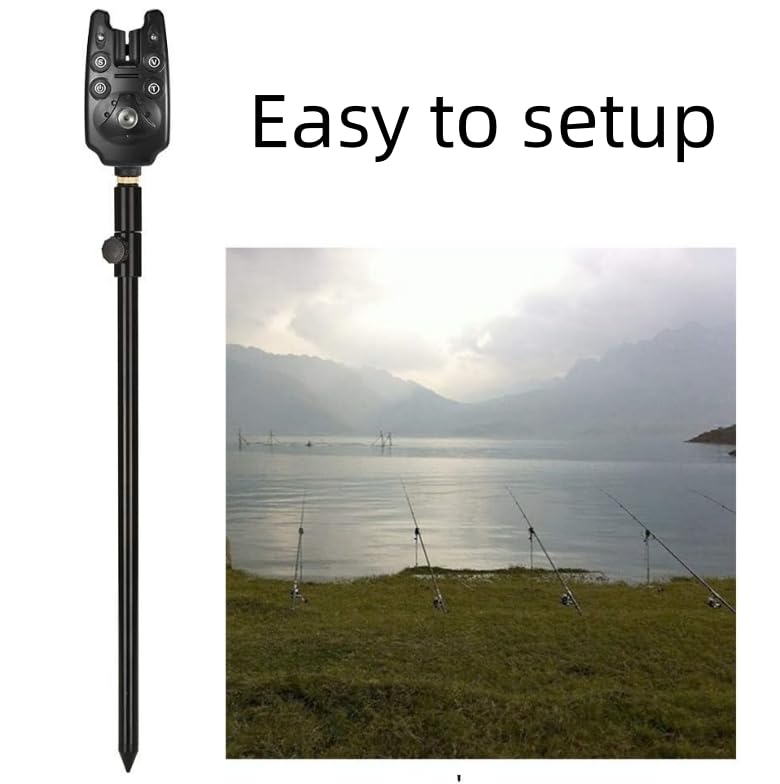 Fishing Bite Alarm Indicator Set LSOSVSEU's 3 LED Fishing Alarms 3 Extendable Aluminum Banksticks with Waterproof Tool Bag, Fishing Rods Set Bank Poles Set for catfishing