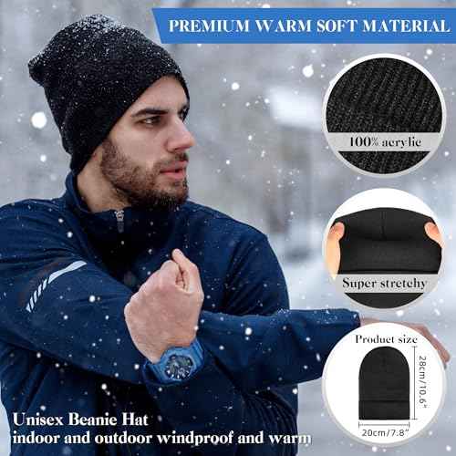 Beanies for Men Women 2 Pack Fall Winter Men's Hats Unisex Warm Knit Skullies Beanies Soft Ski Caps
