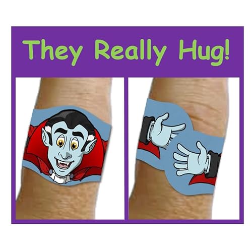 Fun Monsters Adhesive Bandages from Hug-a-Booboo! Spooky Halloween Bandages That Hug! Favorite Scary Monster Characters - Vampire, Witch, Wolfman and Mummy with Hugging Arms! Fun as Stickers 24 Ct Box