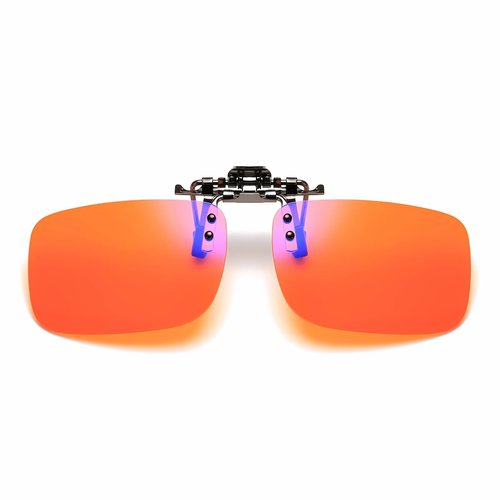 Night Driving Clip on Flip up Polarized Lens For Prescription Glasses, UV Protection Sunglasses Orange + case