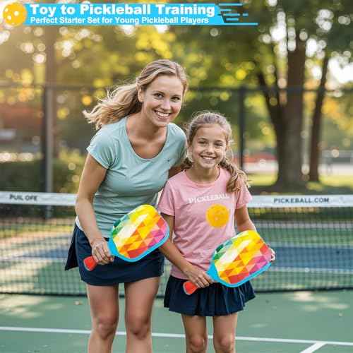 Pickleball Paddles Set of 2 Kids Outdoor Toys for Yard Beach Pool Camping Lawn Games Lightweight Pickleball Set Christmas Birthday Gifts for Boy Girl 4 5 6 7 8 Year Old, Stocking Stuffers