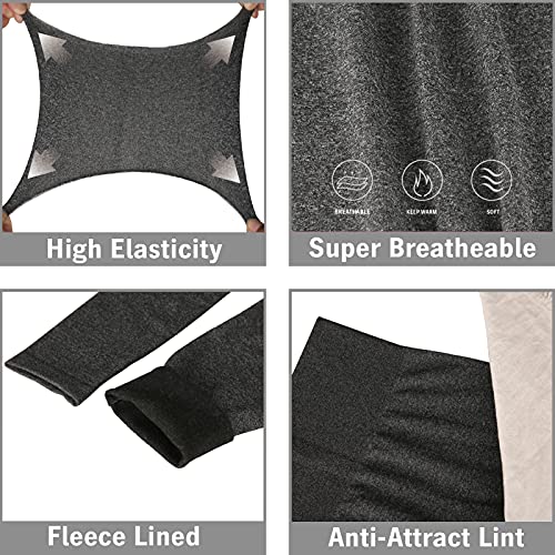 Thermal Fleece-Lined High-Waisted Leggings for Women - Small-Medium Black & Dark Grey
