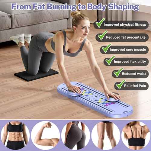 Pilates Board,Foldable Pilates Reformer Equipment with Timer, 7-in-1 Multi-Purpose Portable Pilates Reformer Machine Home Pilates Kit for Home Workout,Fitness,Exercise,Abs