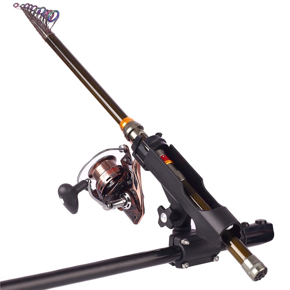 HiUmi Adjustable Black Fishing Rod Holder for Boat Kayak Swivel Side Mount Kits Tackle (RH40-4Pack)