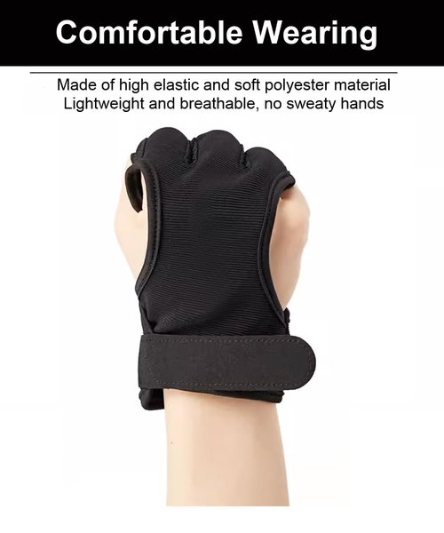 SUJAYU 3 Finger Archery Glove, Leather Fingers Protector Shooting Gloves Archery Protective Gloves, Archery Gloves Men Women, Genesis Bow Glove Archery Accessories (Medium)