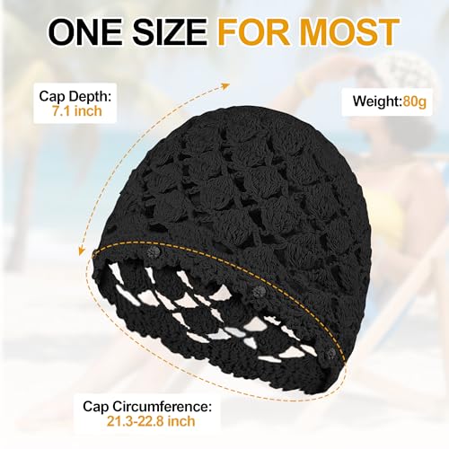 Ababalaya Women's Cotton Crochet Hat Boho Beanie Handmade Knit Skull Caps for All Seasons