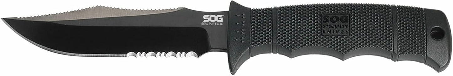 SOG Seal Pup Elite Tactical Fixed Blade- Survival and Hunting Knife with Sheath, 4.75 Inch Combat Knife Blade (E37T-K)