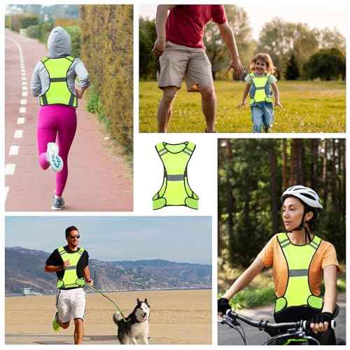 Reflective Running Vest Safety Running Gear High Visibility Reflector Vest with Large Pocket for Runners Biking Walking Women Men Lightweight Comfy