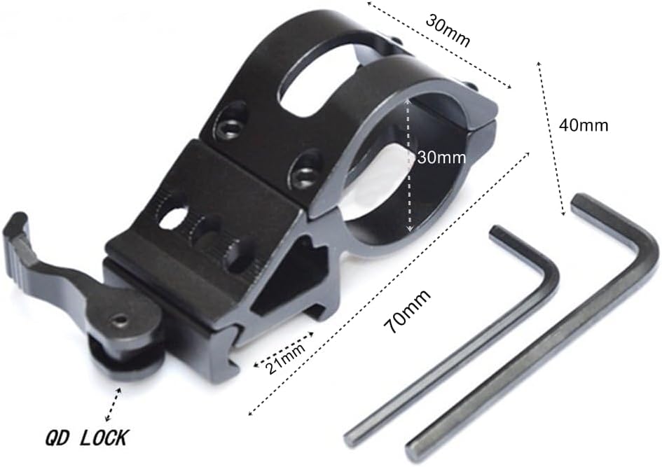 ALONEFIRE Weapon Light Mount Offset Flashlight Mount Picatinny Gun Tactical LED Torch Black for Sports Outdoors Fitness Hunting Fishing Shooting Airsoft Guns Accessories Sights Optics Scope