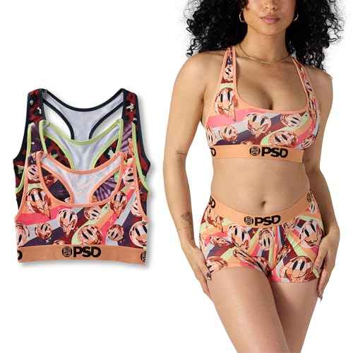 PSD Women's Dark Jewel 3-Pack Racerback Sports Bra for Women, Comfortable Exercise Bras for Women for Yoga and Gym Workouts