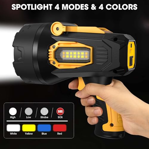Rechargeable 2,000,000 Lumens LED Spotlight with Cob Light for Outdoor Camping Boating