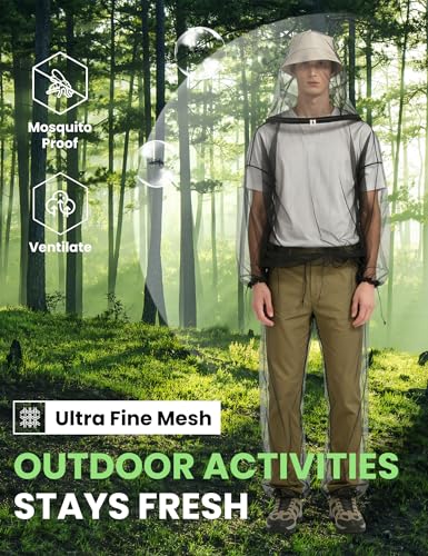 Mosquito Suit for Adults - Mesh Bug Proof Jacket & Pants Set, Large, Black - Insect Protection Clothing