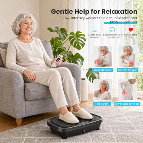OLIXIS Vibration Plate Exercise Machine Black - Full Body Workout, 9 Auto Modes