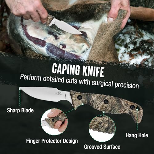 Camouflage Mossy Oak Field Dressing Kit - 4-Piece Hunting Knife Set with Sheath