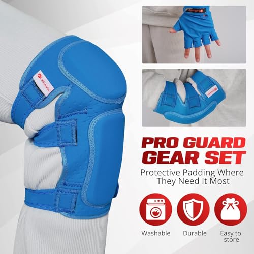 Kids Blue Roller Skates Protective Gear Set with Knee & Elbow Guards, Wrist Gloves, Medium