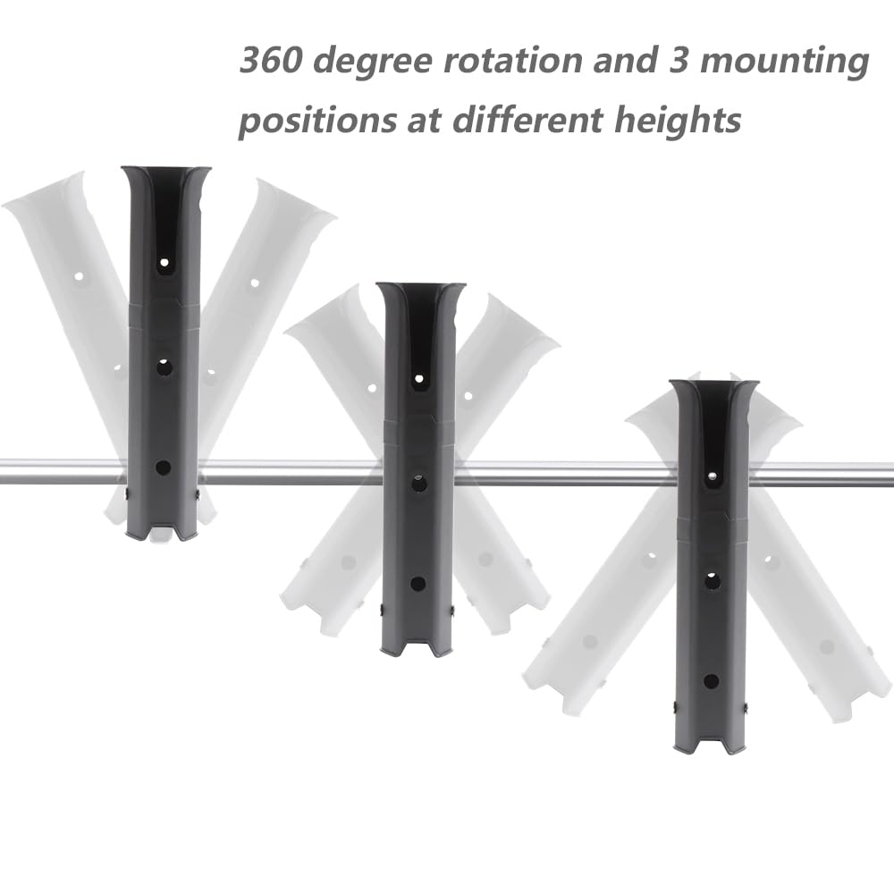 Adjustable Fishing Rod Holder, Pole inserter for Boat Yacht Kayak Fishing, Spinning Plastic, Black