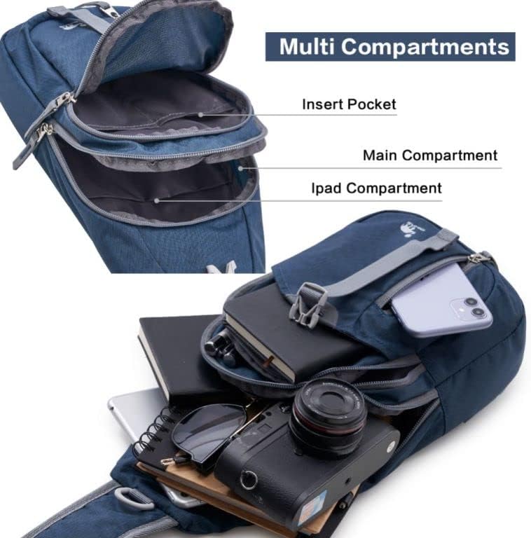 Kimlee Sling Bag Crossbody Bags Men, Travel Hiking Chest Daypack for Women One Strap Backpack Lightweight Over Shoulder Bag
