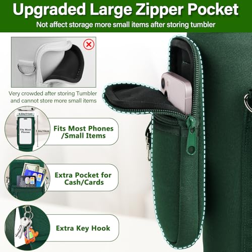 Water Bottle Carrier Bag with Phone Pocket Compatible with Stanley/Meoky 40 oz Tumbler with Handle,Water Bottle Holder Pouch with Adjustable Strap Compatible with Stanley Cup Accessories
