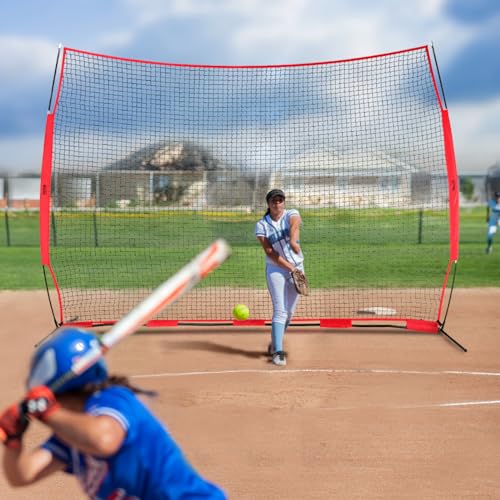 VEVOR 7X7ft/12X9ft/16X10ft/20x10ft Barricade Backstop Net, Ball Sports Barrier Netting, Portable Practice Net for Baseball Softball Lacrosse Hockey Basketball Equipment Training Net