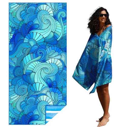 Microfiber Thin Lightweight Flat Beach Towel Sand Free Quick Dry Absorbent Compact Towels for Swimming Pool Camping Beach Accessories Large Easy Pack Travel Things for Vacation Essentials Adult Gift
