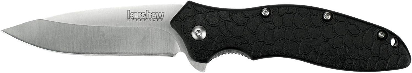 Kershaw Oso Sweet EDC Pocketknife, 3" 8Cr13MoV Steel Drop Point Blade, Assisted Folder Opening with Flipper, Liner Lock System, Black