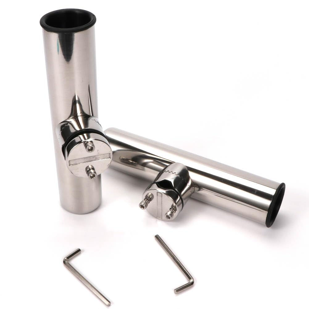 FUTURUP 2PCS Stainless Tournament Style Clamp on Fishing Rod Holder for Rails 7/8" to 1", Rail Mount Rod Holder