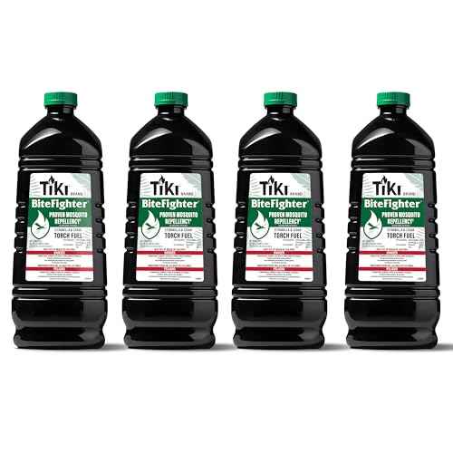 TIKI BiteFighter¢ç Mosquito Repellent Torch Fuel 3/4 Gallon (100 oz.) 4-Pack, Citronella & Cedar Formula for Mosquito Repellency, Easy Pour Bottle, Use with Torches & Table Torches, Outdoor & Backyard