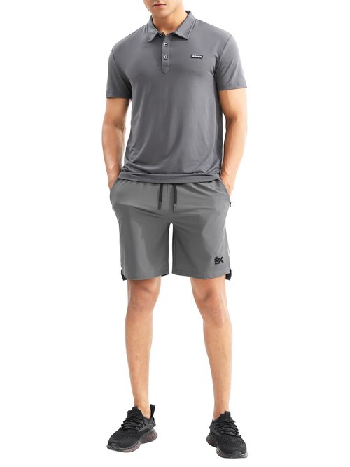 BROKIG Men's Lightweight Athletic Shorts 7 inch, Quick Dry Running Gym Workout Shorts for Men with Zip Pockets(Grey,X-Large)