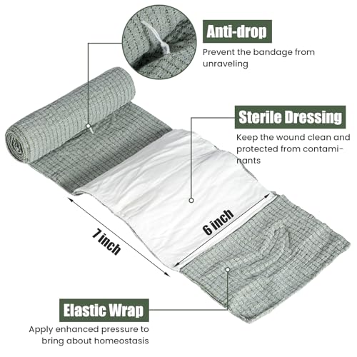 6" Israeli Style Emergency Bandage, Compression Trauma Wound Dressing, Combat Tactical First Aid Kit IFAK Supplies, 2 Count