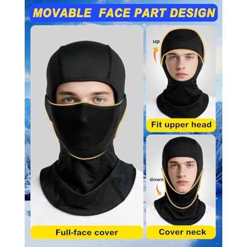 Balaclava Ski Mask with Movable for Men Women-Moisture Wicking Motorcycle Mask UV Protector Windproof for Outdoor Work