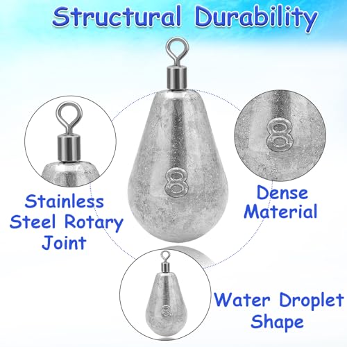 2oz Drop Shot Fishing Sinkers - 5pcs Swivel Bell Lead Weights