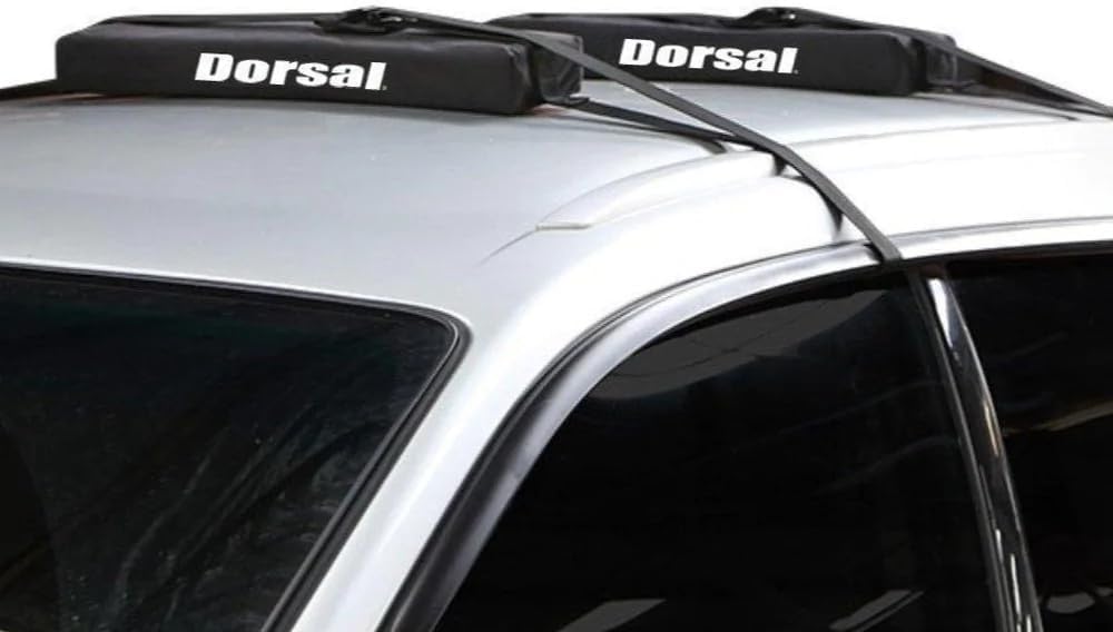 Dorsal Universal Soft Roof Rack Pads for Surfboard Kayak SUPs with Car Tie Down Straps and Storage Bag - Pack of 2 Black Polyester