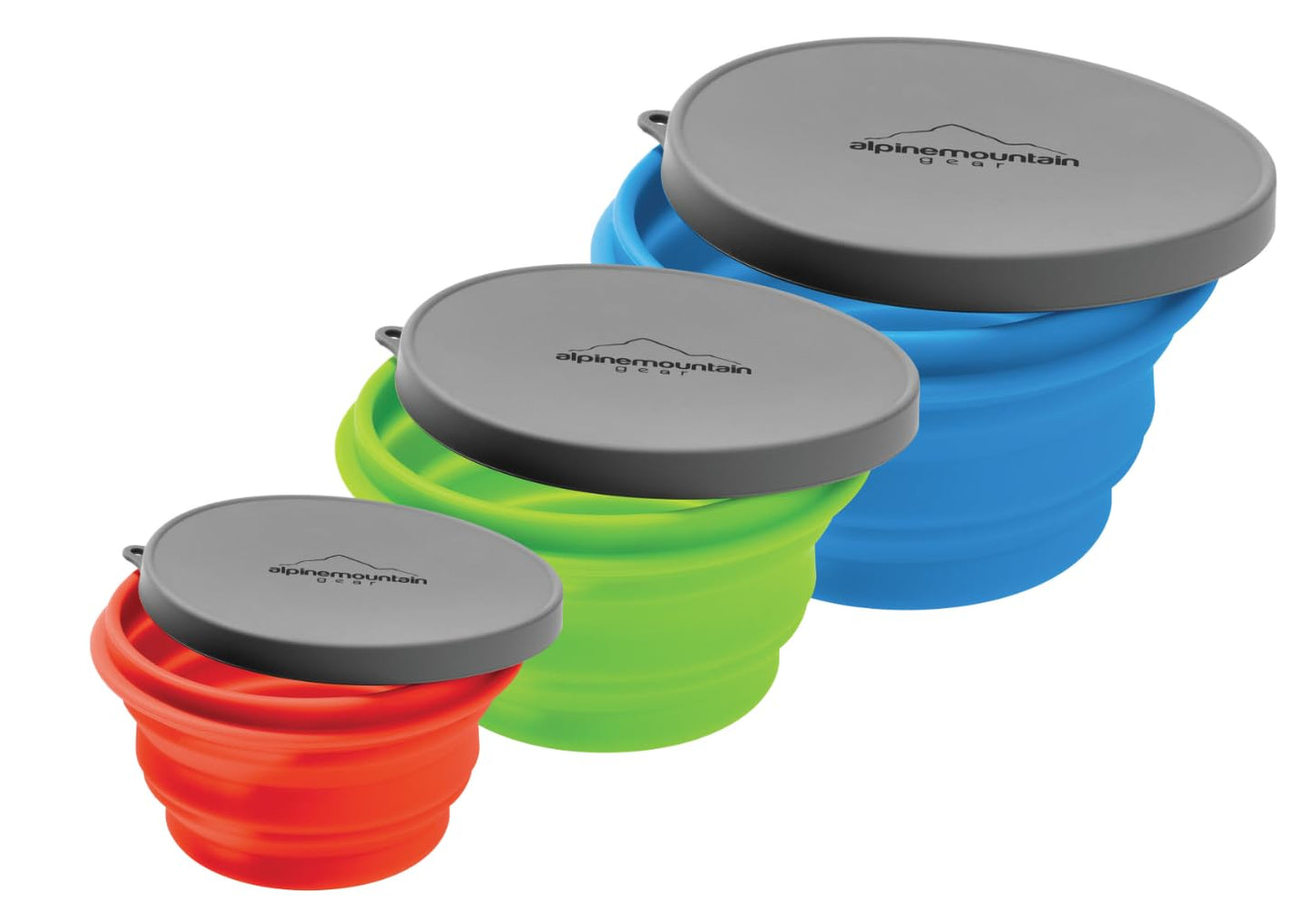 Alpine Mountain Gear 3 Pack Collapsible Silicone Bowl Bundle (Includes Small Red, Medium Green and Large Blue Bowl)