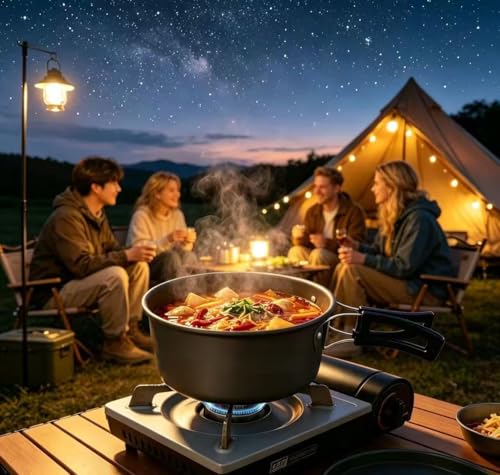 Lightweight 2.1Qt Camping Pot with Foldable Handle - Hard Anodized Aluminum