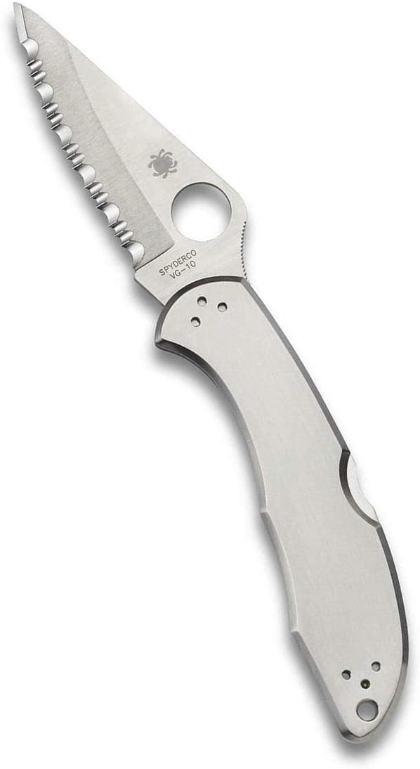 Spyderco Delica 4 Signature Knife with 2.95" Saber-Ground VG-10 Steel Blade and Durable Stainless Steel Handle - C11P