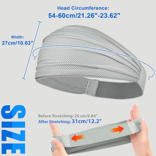 Sukeen Wide Headbands for Women, Instant Cooling Elastic Non-Slip Workout Headbands, Moisture-Wicking Sports Sweatbands for Gym, Yoga, Running, Fitness