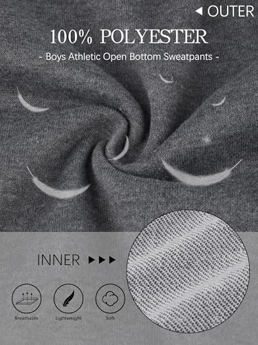 Kids Sweatpants Athletic Open Bottom Pants with Drawstring & Pockets - XX-Large, Black/Navy/Dark Gray/Light Gray