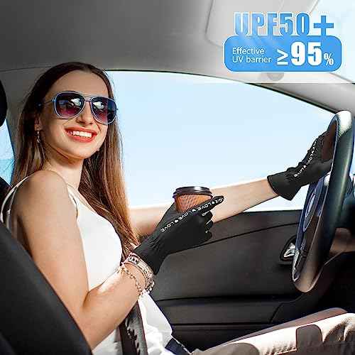 Hercicy 2 Pairs Sun Gloves for Women UV Protection Summer Driving Gloves Full Finger Touchscreen Non Slip Gloves