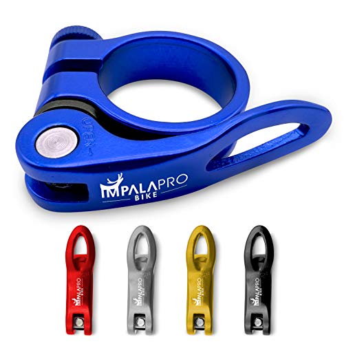 Blue Quick Release Bicycle Seatpost Clamp 31.8mm Aluminum CNC Lightweight