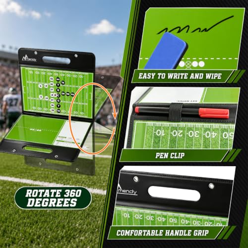 MENOLY Collapsible Leather Football Lineup Board for Coaches - Magnetic Strategy Clipboard, Digital Play Organizer, Football Coaching Tool