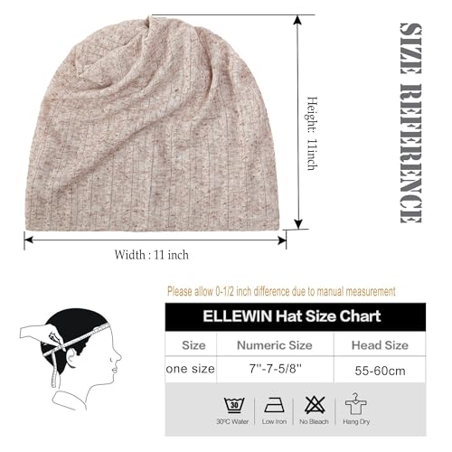 ELLEWIN Cotton Slouchy Beanie Hip-Hop Soft Lightweight Running Beanie Adult Skull Hats Cap for Men Women