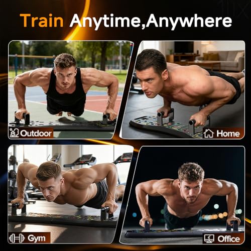 Black 36-in-1 Upgraded Push Up Board Home Gym Equipment with Ab Wheel & Resistance Bands